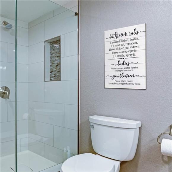 Signs for Bathroom Restroom Wall Art Decor Funny Toilet Signs for Bathroom - Picture 5 of 8